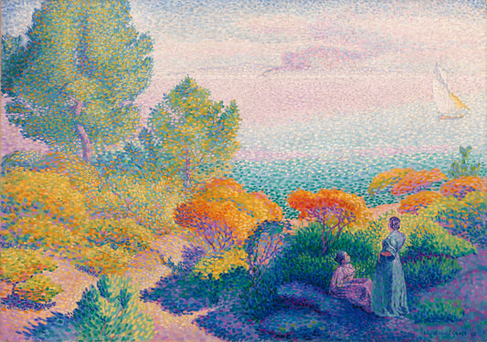 Two women by the Mediterranean shore