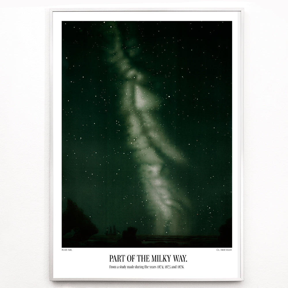 Closeup detail of Starry night sky with the Milky Way by E L Trouvelot poster titled Part of the Milky Way