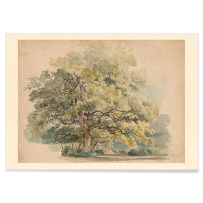 Lonely tree peaceful landscape painting and poster artwork by George Andries Roth, with black aluminium frame on white background