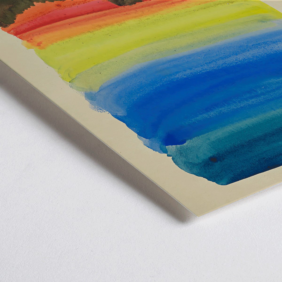 Closeup detail of Abstract watercolor landscape poster by Karl Wiener Farbstudien 10 Blätter X featuring vibrant blue yellow red and black horizontal brushstrokes